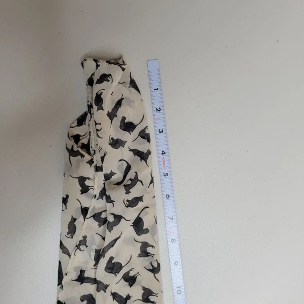 Cat Print Sheer‎ Scarf Cream Black Lightweight crazy cat lady Shawl